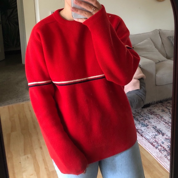 Vintage Red Crew Neck Knit Sweater - Picture 2 of 2
